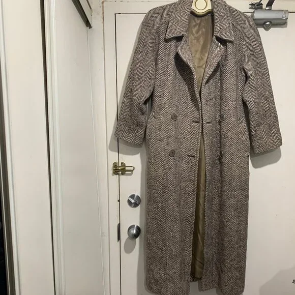 VINTAGE RAFFINATI TWEED DOUBLE BREAST TRENCH COATS SIZE  M/L - Picture 2 of 11